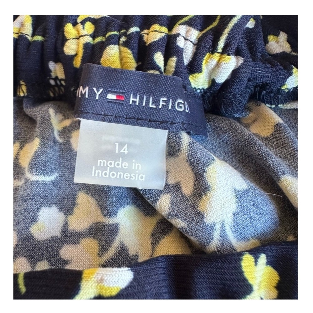 Tommy Hilfiger Dress Floral Blue Mock Neck Ruffle Shift Business Party Size 14 - Picture 3 of 5